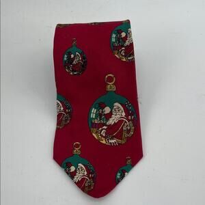 Vintage Perlis 100% silk Holiday Christmas Santa Clause ornament neck tie